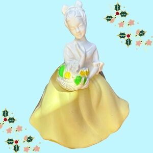 Vintage Avon “Topaze” Lady Figurine Cologne Bottle | Yellow Skirt Collectible